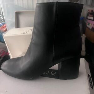 BAMBOO Black Block Heel Ankle Boots